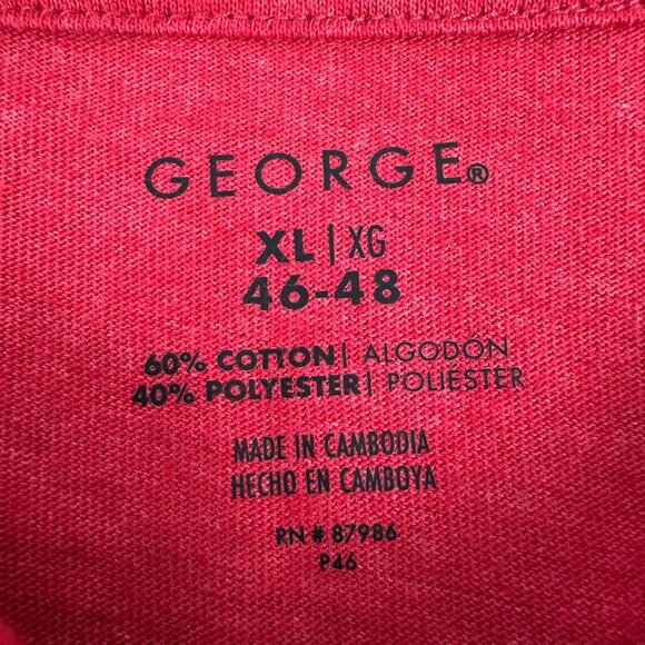 George Mens Red Polo Shirt Size XL 46-48 Cotton/Polyester Blend - Picture 3 of 5